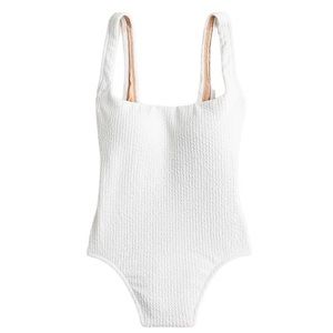 Long-torso textured squareneck one-piece
White. size 8 long torso, NWOT